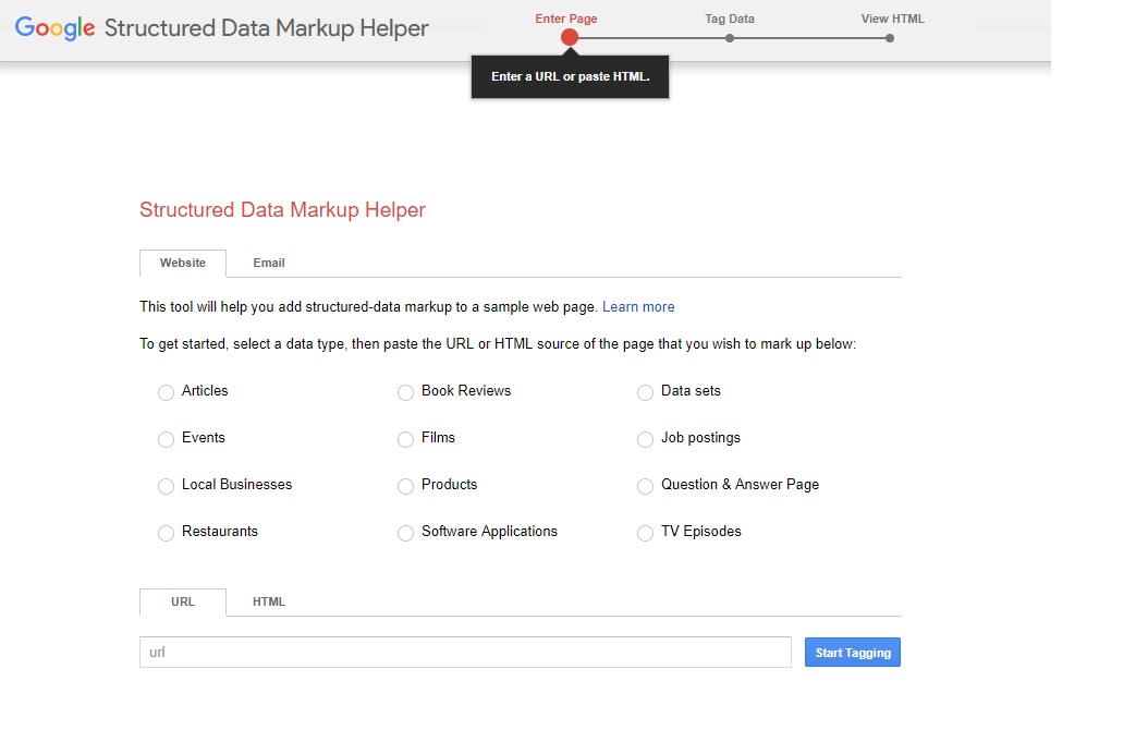 Google structured data markup helper