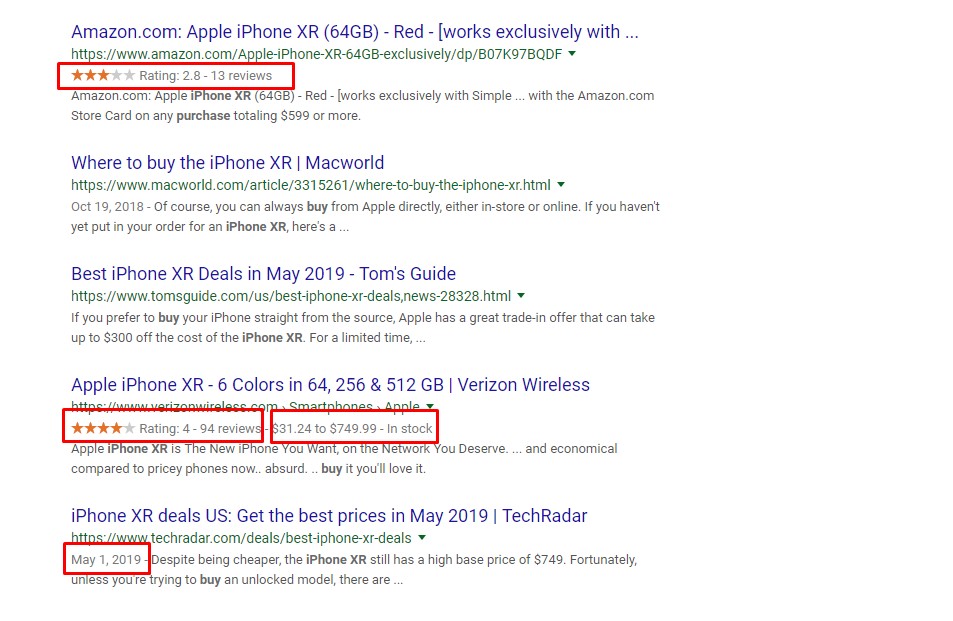 Rich snippets with structured data 